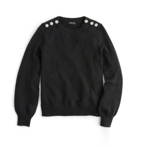 J. Crew Sweaters - J. CREW Black Jeweled Button Crewenck Sweater